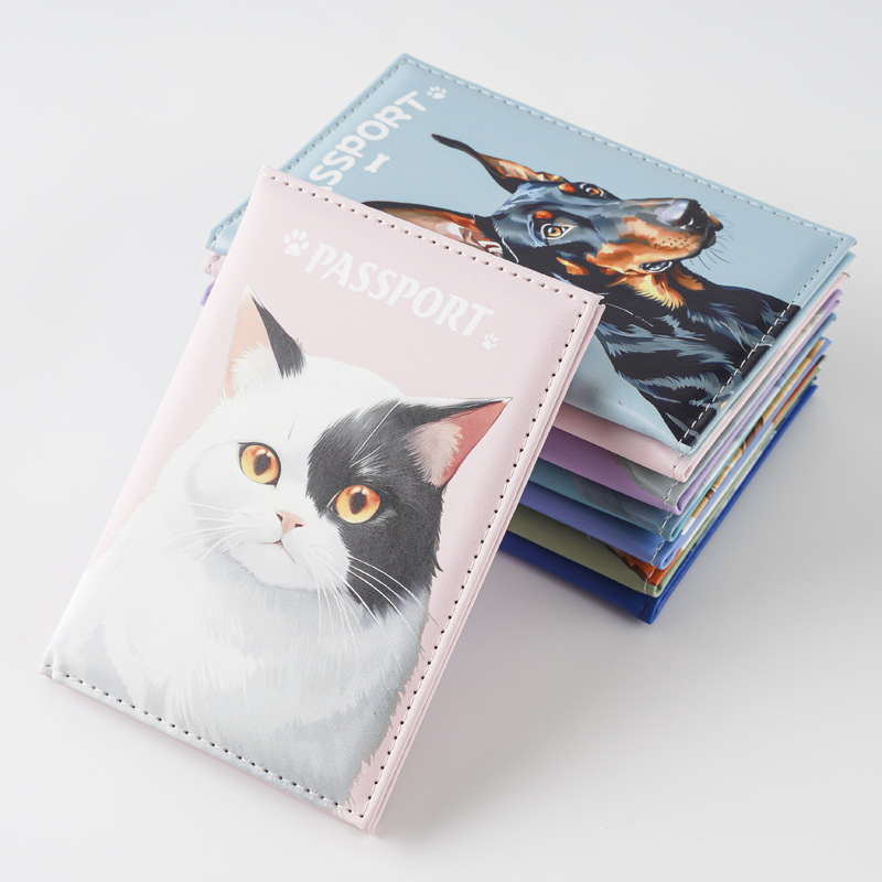 22g Weight Synthetic Leather Lining Material Open Closure Type / Strap Type passport holder Bags Type Travel Occasion Pu Leather Material Waterproof Function Dog, Cat Pattern All Seasons Season Unisex Gender Cute Style Square Shape Unisex Cute Dog Cat Pu Leather Waterproof Passport Holders 1