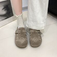 热风简约勃肯鞋女鞋春季新款异域新款包头拖外穿通勤复古半拖