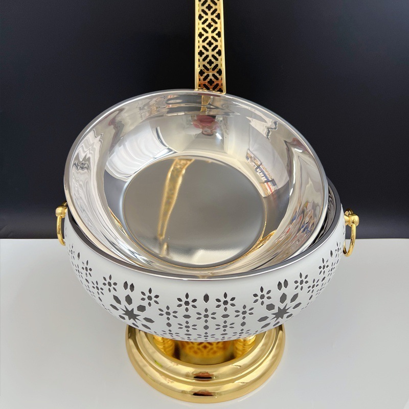 新款轻奢白色自助餐炉8L不锈钢吊炉户外聚餐酒精炉Chafing Dish|undefined
