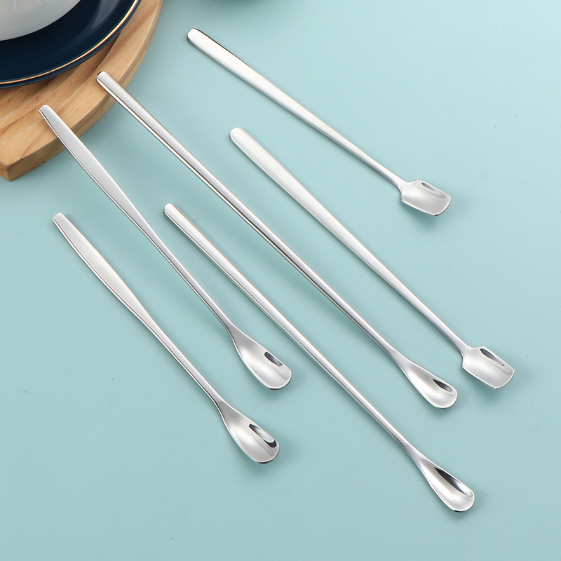 304 acero inoxidable mango alargado condimento cuchara café té leche miel sopa postre cuchara de hielo cuchara de barra regalo