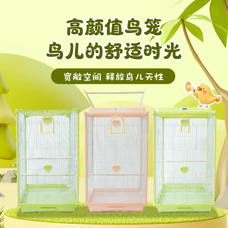 Простая и повышенная клетка для птиц, большой внешний вид с большим пространством, многомерность в разных стилях, легко в уходе при отображении температуры,
