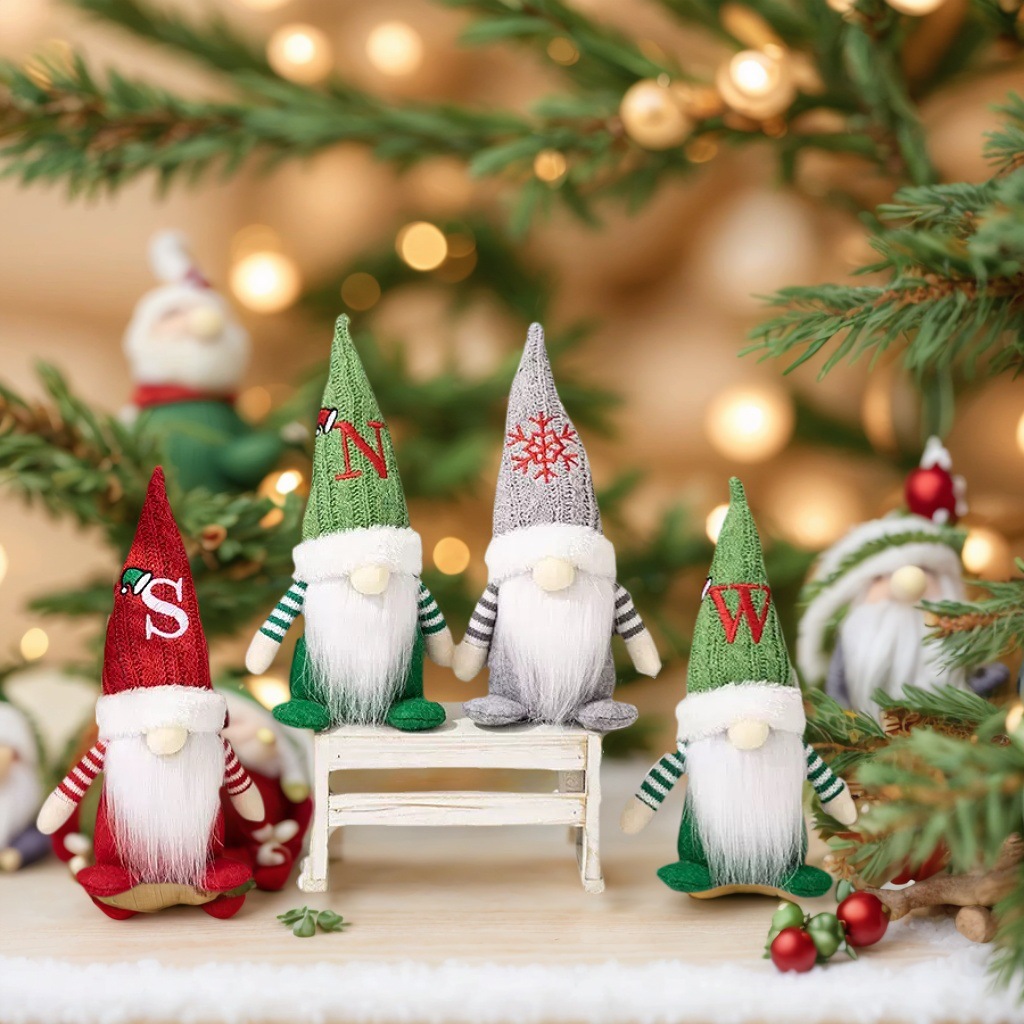 Transfronterizo Amazon venta caliente muñeca de decoración de Navidad sombrero de punto de Navidad letras gnomo adorno Rudolph anciano