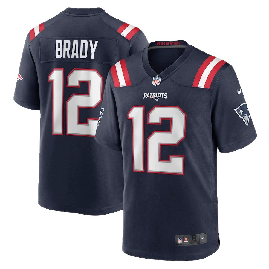 Вышитая джерси NFL Patriots №12 Том Брейди — стильная фанатская спортивная футболка