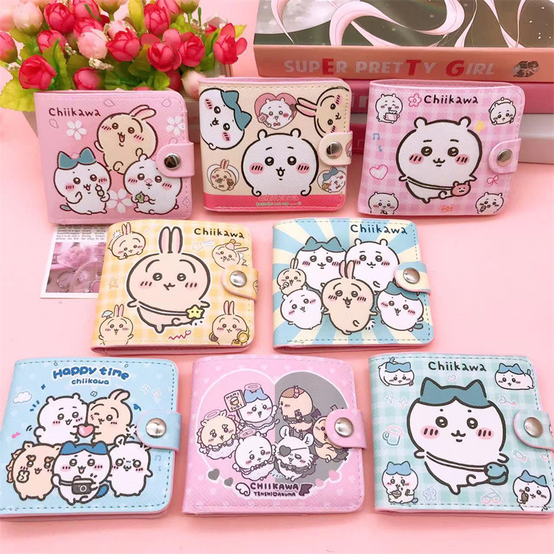 New Cartoon Wallet Clove Giika Wow Small Eight Usaqi Short 2 Fold PU Button Wallet Card Bag Wallet