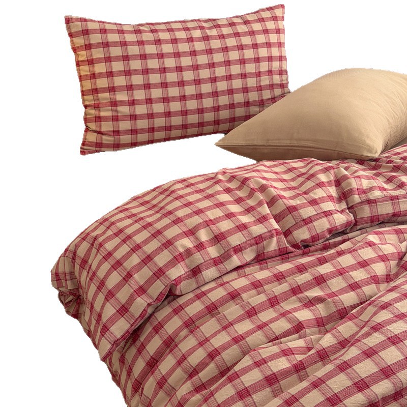 Plaid Cotton Bedding Set For Hotels And Guesthouses High Quality_voghion.com