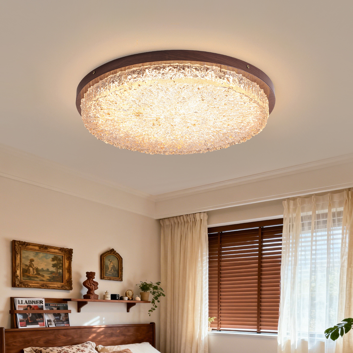 Luz de techo de dormitorio medieval 2026 retro lujoso romántico arte moderno dormitorio principal luminaria Zhongshan 686L