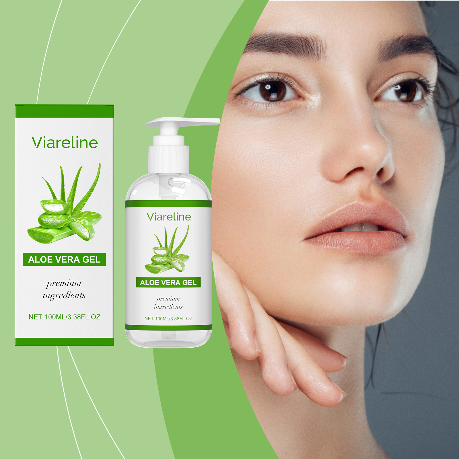 Viareline Aloe Vera Care Gel Gentle Nourishing Moisturizing Body Skin Daily Massage Skin Care Gel