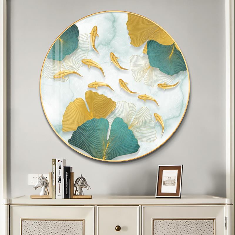 Jiuyu Jujiaitu lujoso porche pinturas decorativas mural redondo corredor restaurante entrada en la atmósfera pinturas colgantes de porcelana cristalina