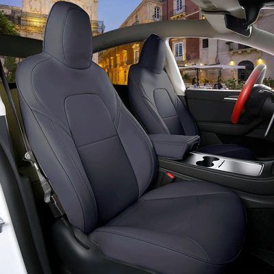 Car Seat Covers, Full Leather, Custom-Made, Special Car Covers, 25 New Models, Leather Seat Cushions, Universal for All Seasons, Fully Enclosed Seat Covers (Modelə uyğun (Original) oturacaq örtükləri) - original-car-texture-customized-mysterious-black-wear-resistant-leather-305020cm