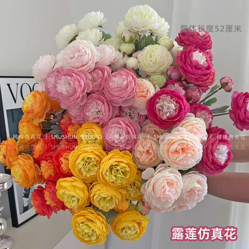 High-End Dew Lotus Artificial Flower Peony Flocking 3-Head Dew Lotus Home Decoration Ornaments Fake Flower Artificial Flower Wholesale High-End Dew Lotus Artificial Flower Peony Flocking 3-Head Dew Lotus Home Decoration Ornaments Fake Flower Artificial Flower Wholesale