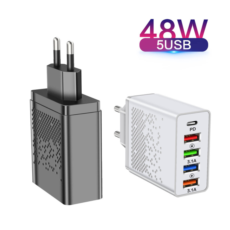 Multi-port 4USB C mobile phone charger 5-port travel charger adapter 3A charging head Type-c 4U fast charging European gauge