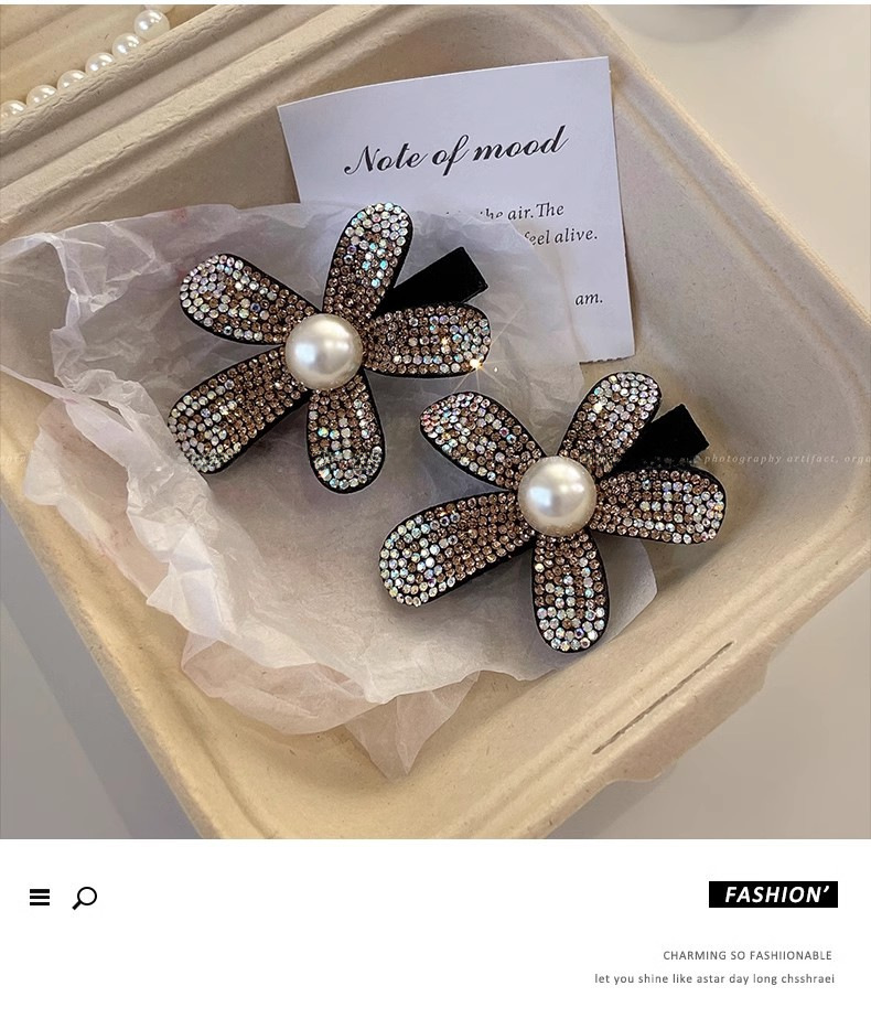 Elegante Blumen Haarspange Mit Strass Und Perlen Für Damen_voghion.com