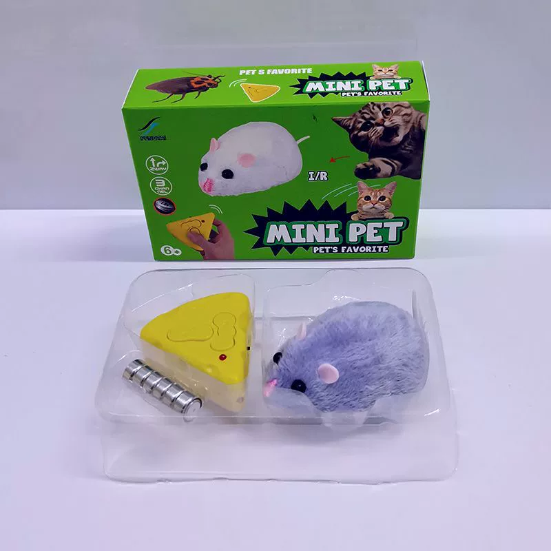 Remote‑control toy rat, two‑way flocked mouse, 23–28 cm, forward/back motion, >8 m range