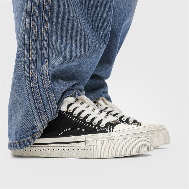 Student Trendy Fashion Lace-Up Niche Shoes Men's Casual Canvas Shoes Retro Sports Dirty Sneakers Dropshipping