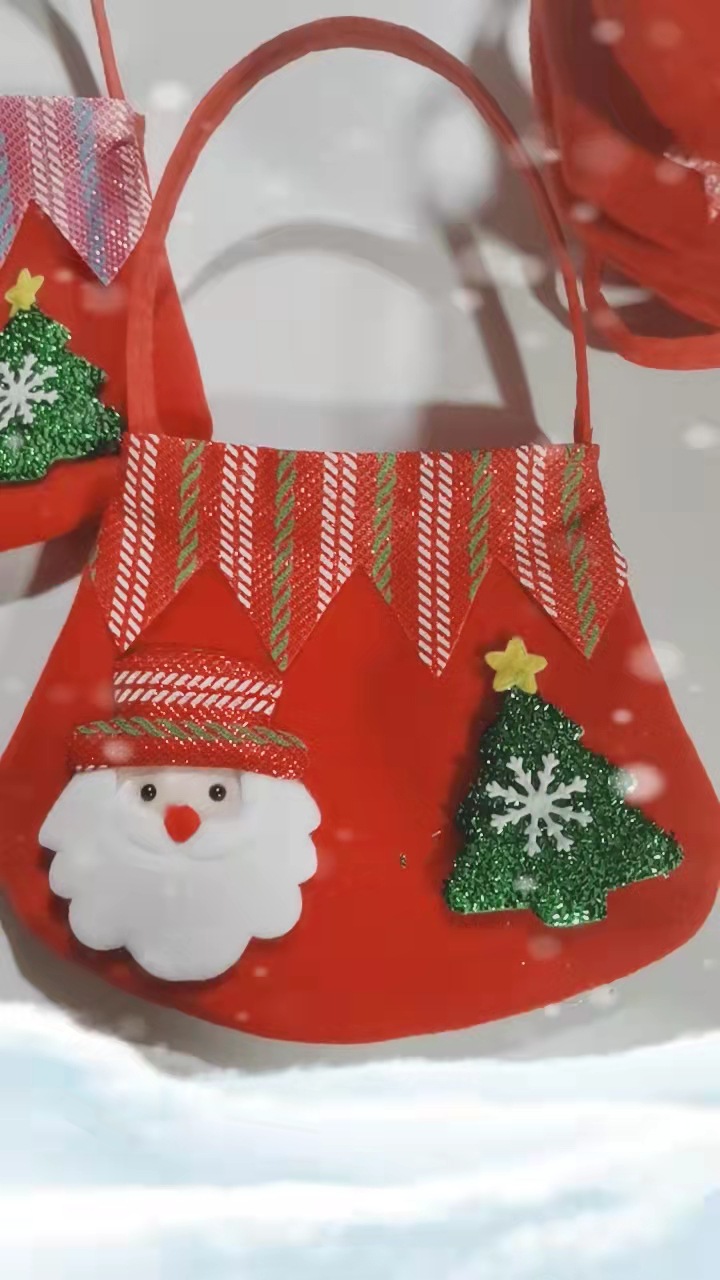 Bagos de fruta de Navidad, bolsas de manzanas, bolsas de regalo de Navidad, Papá Noel, muñeco de nieve, alce, jardín de infantes, dulces