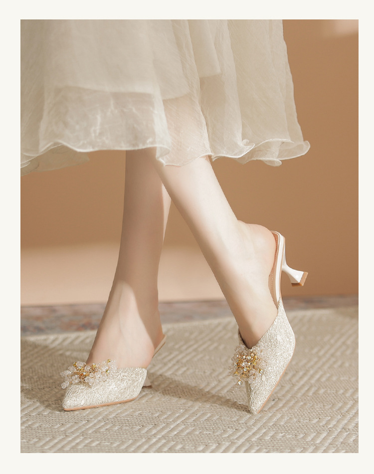 Spring non tiring single shoes, high heels, slim heels, high-end feel, niche design feel, and toe sandals for women_voghion.com