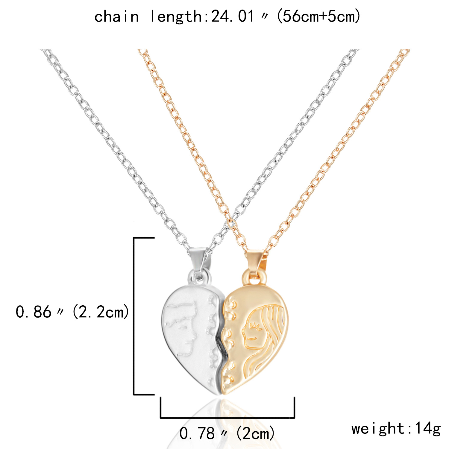 Strassenmode Herzform Legierung Überzug Valentinstag Unisex Halskette Mit Anhänger display picture 1