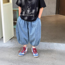 2025夏季新款韩版儿童宽松百搭牛仔七分裤男女童薄款透气灯笼裤潮