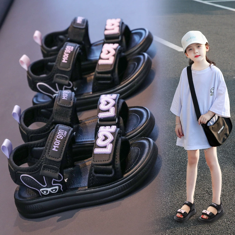 Детская пляжная обувь с открытым носком 2025 мягкая подошва нескользящая женская обувь повседневная сандалия милый кролик обувь для девочек