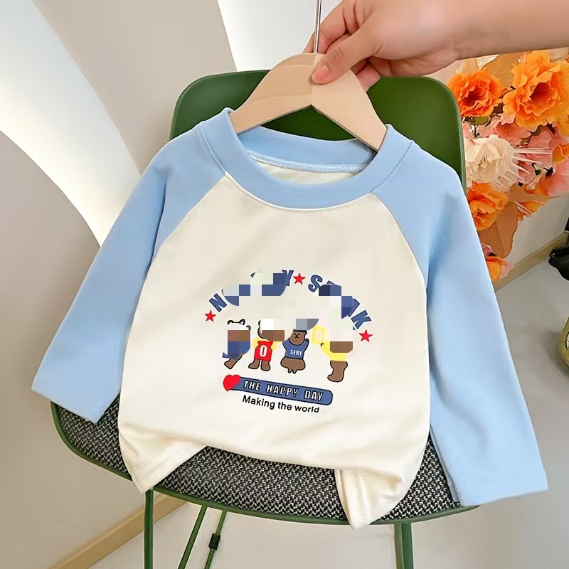 Camiseta de base para niños, chaqueta de otoño de manga larga, chaqueta de terciopelo caliente para niños de mediana edad, primavera, otoño, invierno, suéter, ropa infantil