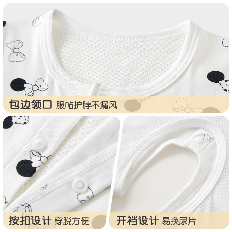 Mono de verano para bebés, mampara de entrepierna abierta de manga corta delgada para recién nacidos, pijamas de verano para niños pequeños para hombres y mujeres, ropa para bebés