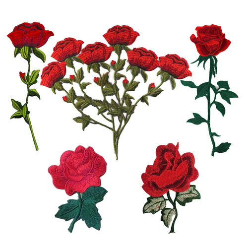 DIY Clothing hand sewing rose flowers patch for dress shirt jeans accessories embroidered cloth Appliques exquisite roses