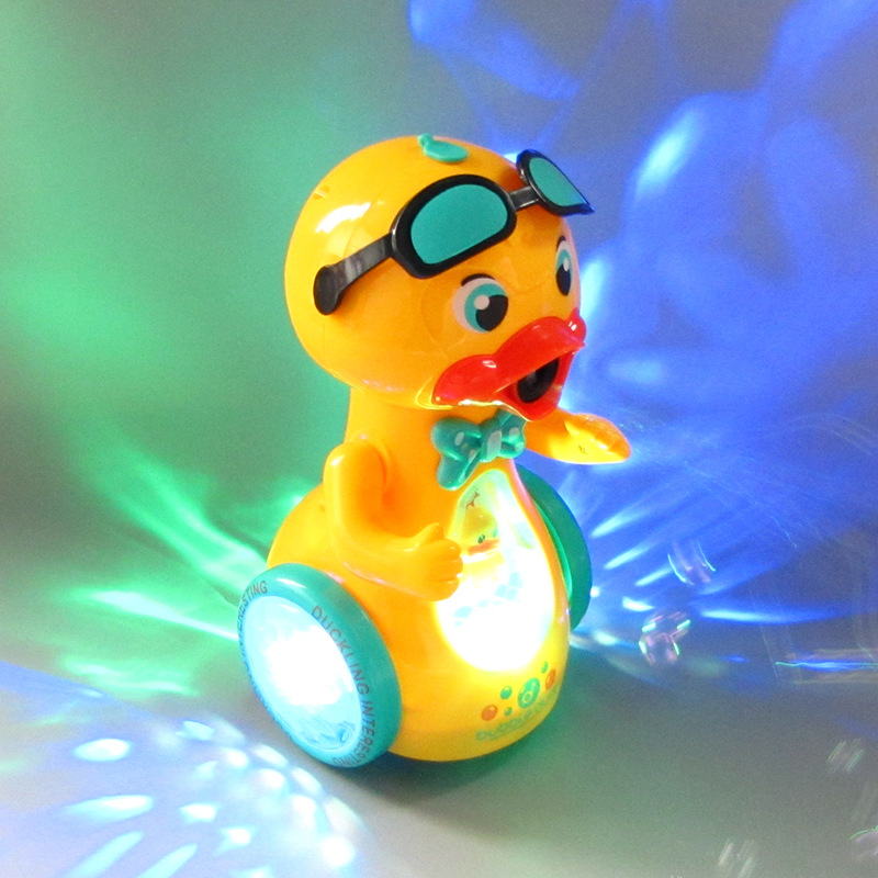 Douyin mismo pequeño pato lindo máquina de burbujas eléctrica Universal caminando gafas de sol pato música iluminación automática burbuja soplando