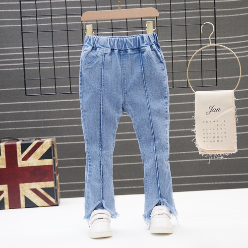 Girls' jeans, children's elastic denim pants, stylish kids' pants
