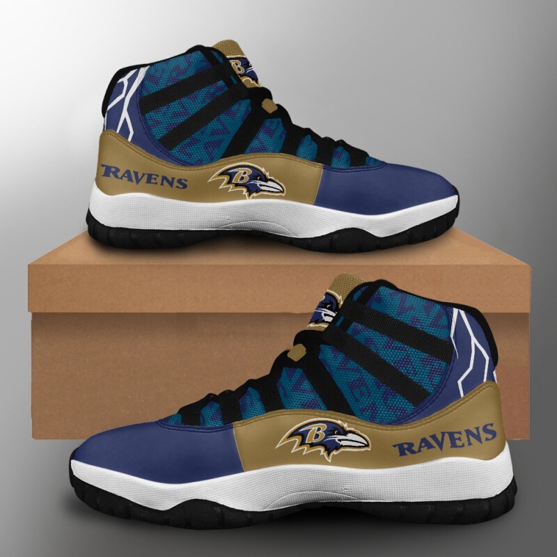 NFL American Rugby Baltimore Ravens Black and White Bottom Print Can Be Customized Men's High-top Basketball Shoes NFL American Rugby Baltimore Ravens Black and White Bottom Print Can Be Customized Men's High-top Basketball Shoes