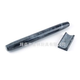 Black Polished Marble Rolling Pin Handle for Home Use, Suitable for Rolling Dumpling Wrappers, Noodles, and Pancakes, with Base
