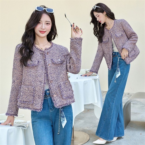 Chanel-Style Tweed Short Jacket for Women 2025 Autumn and Winter New Style with Tassels for Petite Figures