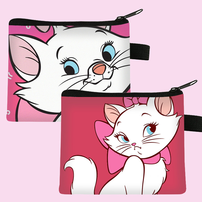 New Mary Cat Children's Minimalist Card Holder Cartoon Portable Creative Card Case for Primary School Students Polyester Small Storage Bag Wholesale