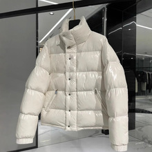 22冬装新款女士加厚漆皮亮面羽绒服短款可免洗防水鹅绒服