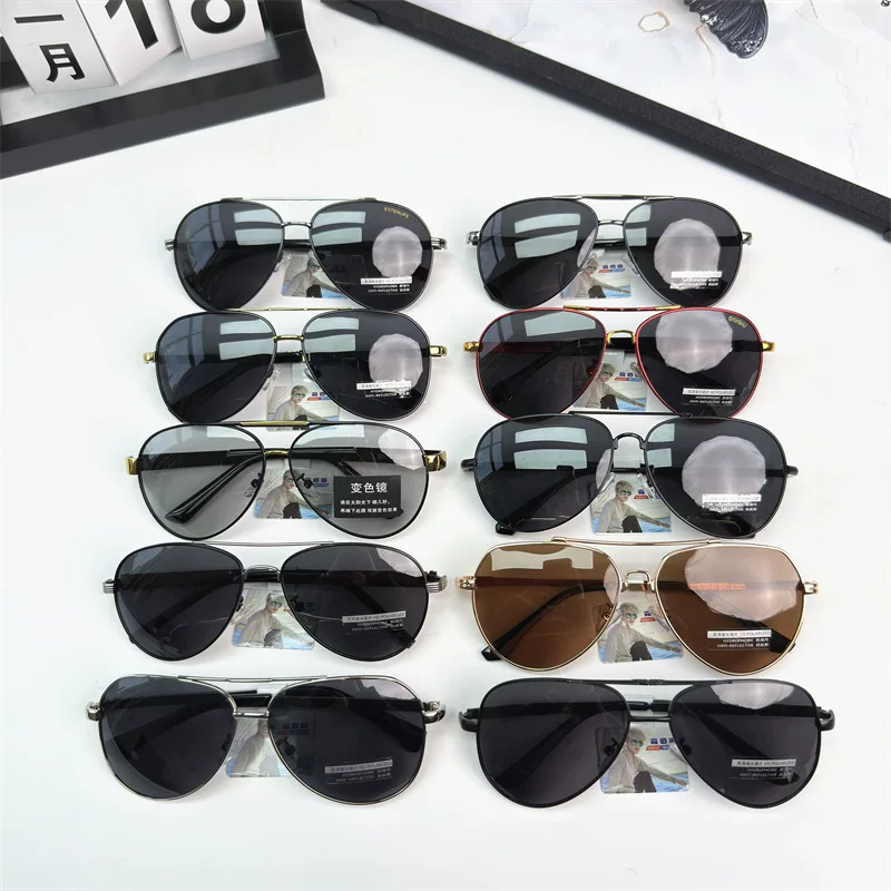 New men's stainless steel polarized sunglasses, men driving sunglasses, popular e-commerce color-changing polarized glasses