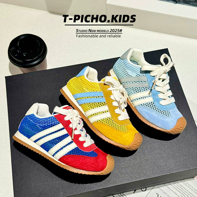 Детские кожаные кроссовки Forrest Gump, лето 2025, новые, сетчатые, дышащие, для девочек, в корейском стиле, спортивные кроссовки для мальчиков