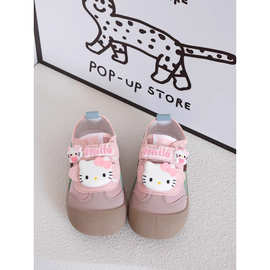 2025女童粉色帆布鞋魔术贴幼儿园鞋轻便防滑室内鞋