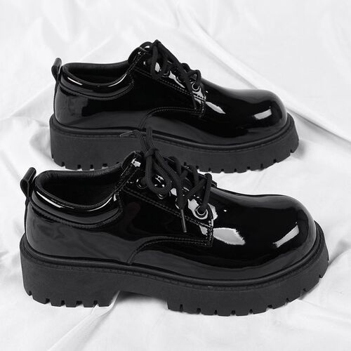 Autumn Wenzhou Small Leather Shoes for Men, Formal Business, British Derby Style, Wide-Fitting, Large Head, Leisure Trendy, Glossy Finish