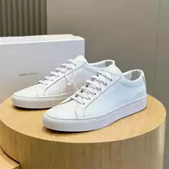 Common Projects European Style Men's CP White Sneakers Women's Luxury Brand Top Grain Leather Flat Casual Skate Shoes