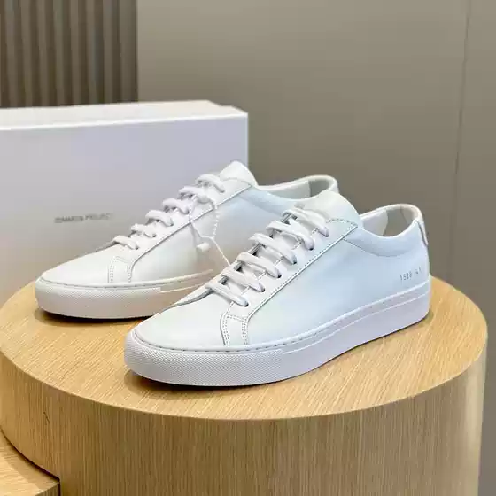 Common Projects European Style Men's CP White Sneakers Women's Luxury Brand Top Grain Leather Flat Casual Skate Shoes