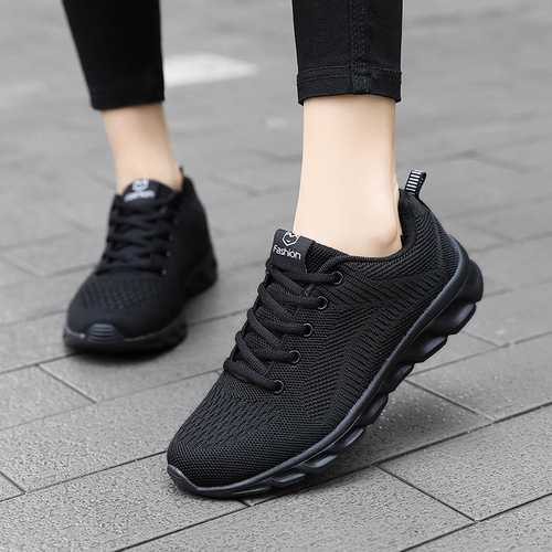 Black Non-slip Women's Shoes, Non-slip Lightweight Running Sports Shoes, Breathable Casual Travel Shoes, Comfortable for Work