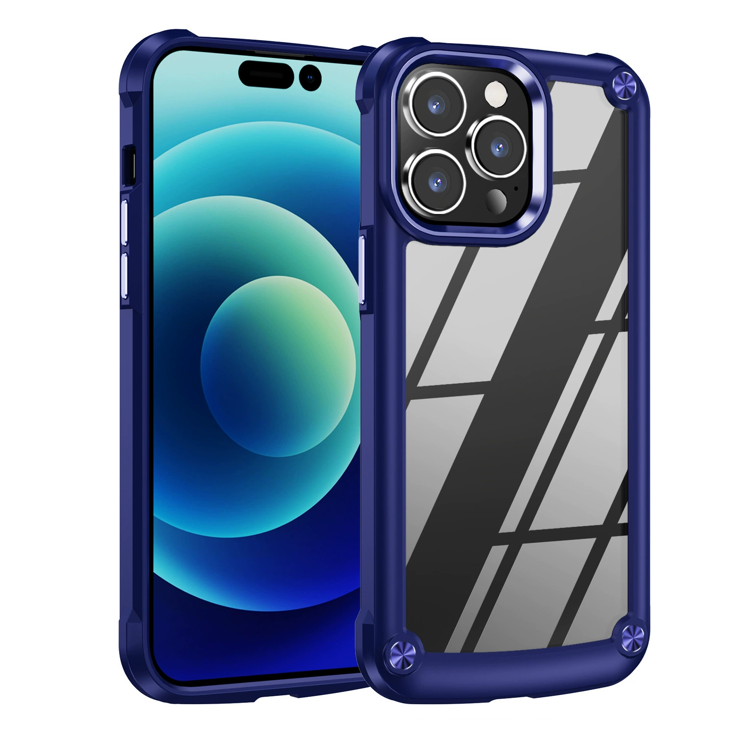 Чехол для iPhone 14/16 Pro совместимый, прозрачный мягкий корпус, металлическое кольцо для камеры, повышенная толщина, защита от падений