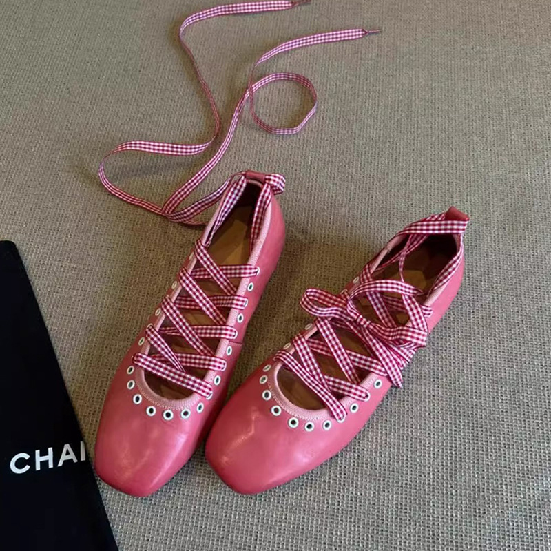 Niche Luxury Damen-Ballerinas mit Blockabsatz, weichem Retro-Stil, eckiger Zehenpartie, gekreuzten Riemen, Mary-Jane-Schuhe_voghion.com