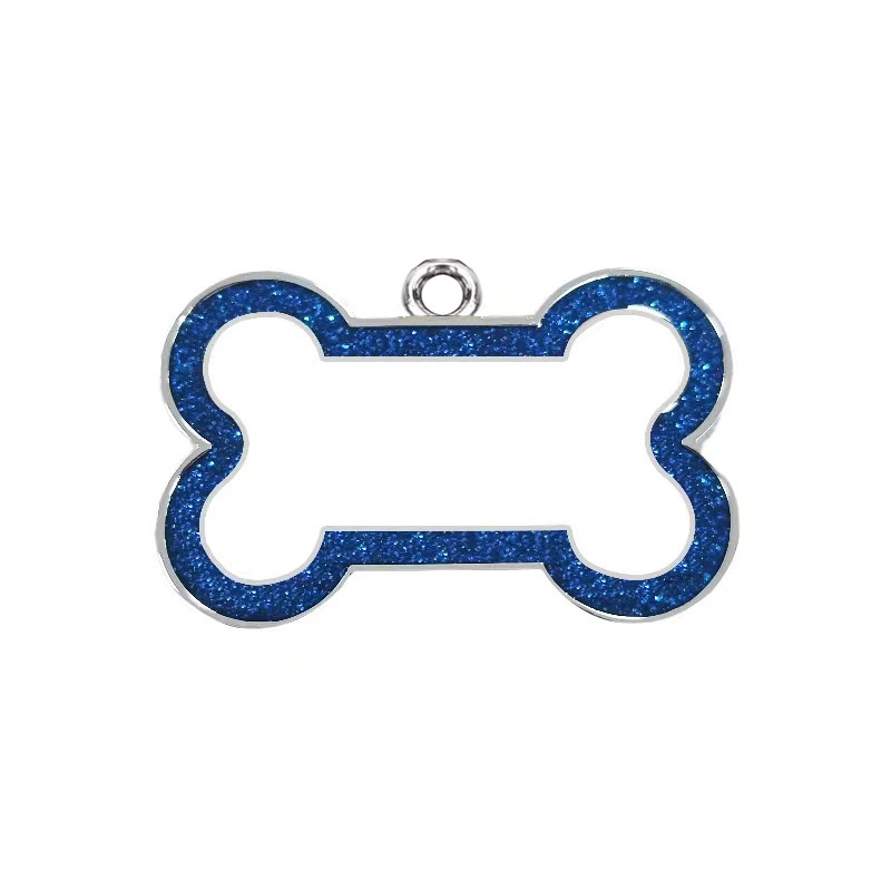 Aleación de zinc perro anti-perdida hueso transfronterizo borde polvo flash pet collar colgante etiqueta colgante grabación láser