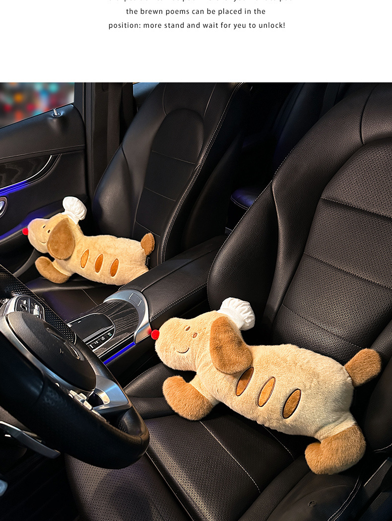 Car Headrest Neck Pillow, In-Car Cushion, Car Seat Pillow, Cute Girl's Driver's Seat Lumbar Support Set, Pair