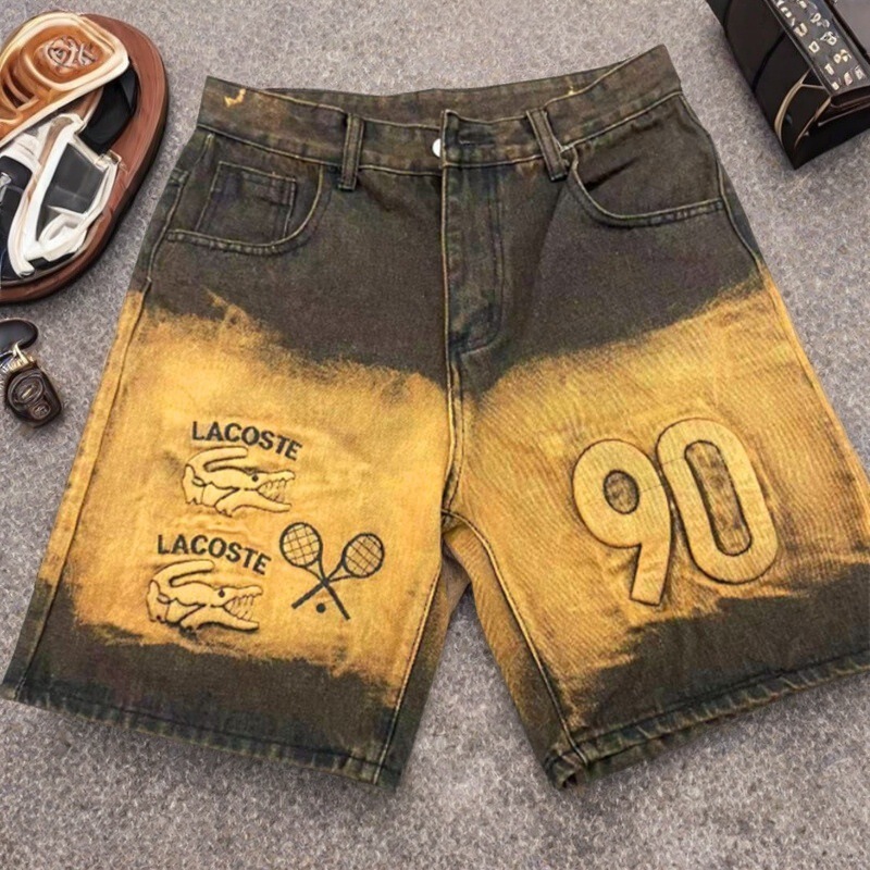Foreign Trade Denim Shorts Trendy Brand Jeans Men's Ripped Five-point Pants Middle Pants High Street New Summer European and American Denim