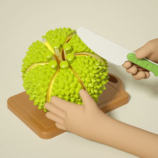 Trendy Bulk Fruit Cut-And-Peel Realistic Hand-Tearable Durian Stress-Relief Pretend Play Toy for Babies to Cut Fruit