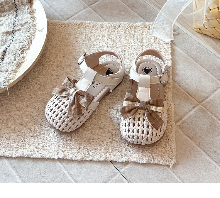 Korean Style Bow Tie Baby Sandals Closed Toe Soft Soled Toddler_voghion.com