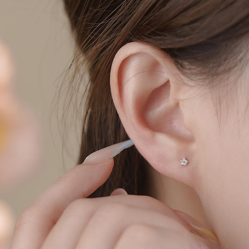 Hypoallergenic Sleep Stud Earrings In Titanium With Flat Backs_voghion.com