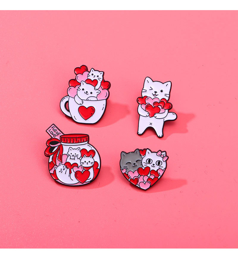 Lindo Forma De Corazón Gato Aleación Esmalte Unisexo Broches display picture 4