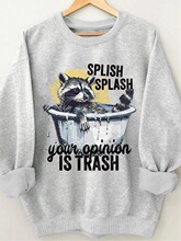 N 86684 Bathing Raccoon Print T-shirt ���ӡ��T�� �羳����